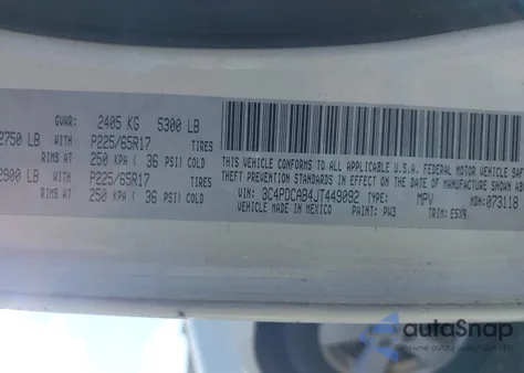 2018 Dodge Journey Se from USA, damaged, VIN 3C4PDCAB4JT449092